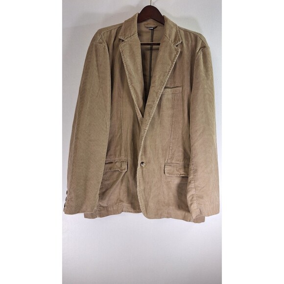 Vtg OLD NAVY Tan Corduroy Blazer Sport Jacket Men Sz XL Business Casual Western - Picture 1 of 13